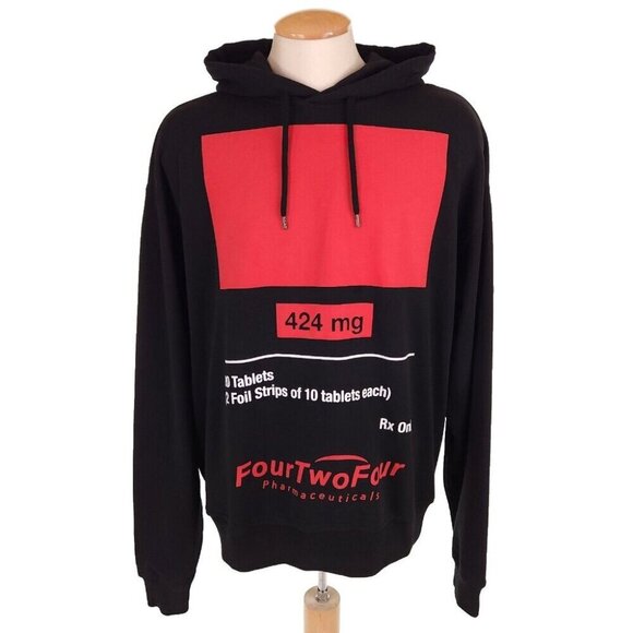 424 MG Print Oversized Hoody XS Men Black Pharmaceuticals On Fairfax Hoodie - Picture 2 of 15